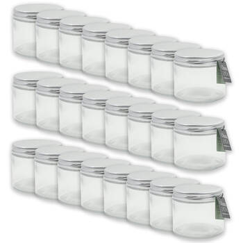 24PK Glass & Co Olivia Round Silver Screw Lid Preserving Storage Jar 400ml Clear