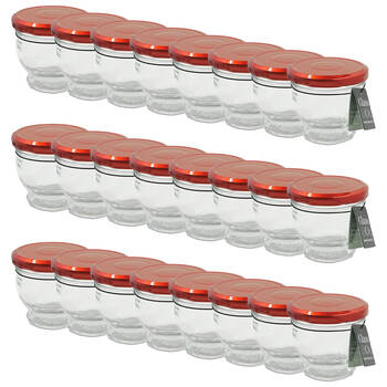 24PK Glass & Co Cleo Round Metallic Lid Jar Container 150ml Clear Assorted