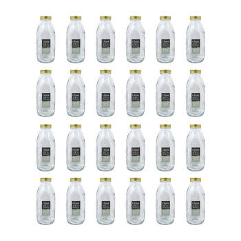 24PK Glass & Co 1L Preserve Glass Bottle Tropical w/ Lid - Clear/Gold
