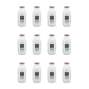 12PK Glass & Co 1L Preserve Glass Bottle Tropical w/ Lid - Clear/Rose Gold