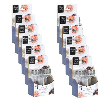 12x 2pc Glass & Co Salt and Pepper Shaker Dispenser Set 70ml Silver/Clear