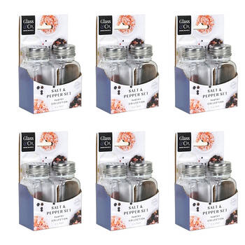 6x 2pc Glass & Co Salt and Pepper Shaker Dispenser Set 70ml Silver/Clear