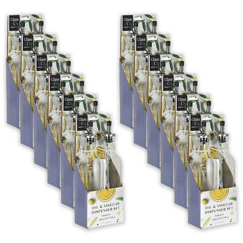 12x 2pc Glass & Co Oil and Vinegar Dispenser Set 300ml Silver/Clear