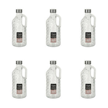 6PK Glass & Co Elle Water Dispenser Pitcher Jug w/ Lid 1L Silver/Clear