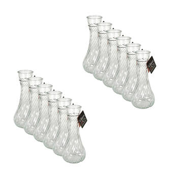 12PK Glass & Co Ribbed Bottleneck Glass Vase 4.2x15.4cm - Clear