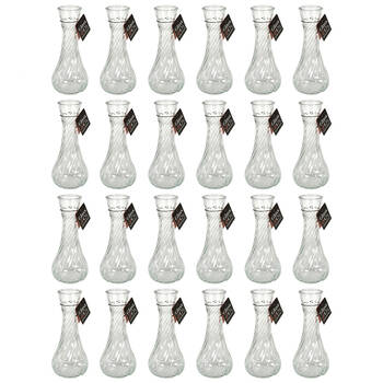 24PK Glass & Co Ribbed Bottleneck Glass Vase 4.2x15.4cm - Clear