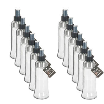 12PK Glass & Co Clear Fine Mist Liquid Spray Bottle 170ml Black/Silver