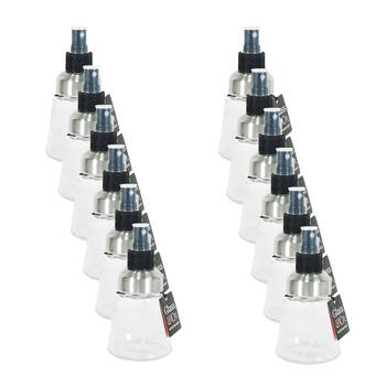 12PK Glass & Co Clear Fine Mist Liquid Spray Bottle 120ml Black/Silver