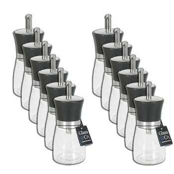 12PK Glass & Co Clear Sugar Pourer Dispenser Bottle 200ml Black/Silver