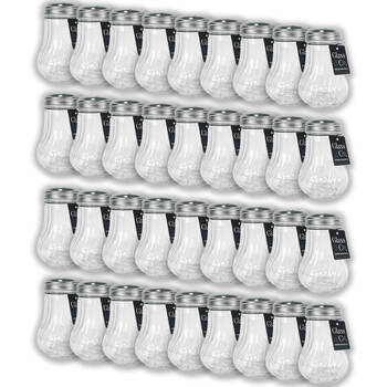 36PK Glass & Co Spice Ribbed Pourer Jar w/ Metal Lid 200ml Clear/Silver