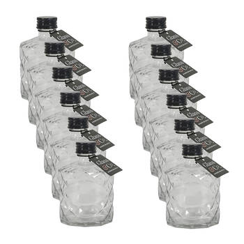 12PK Glass & Co Quilted Round Black Lid Bottle Storage Jar 210ml Clear