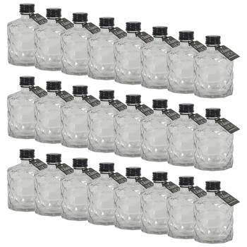 24PK Glass & Co Quilted Round Black Lid Bottle Storage Jar 210ml Clear