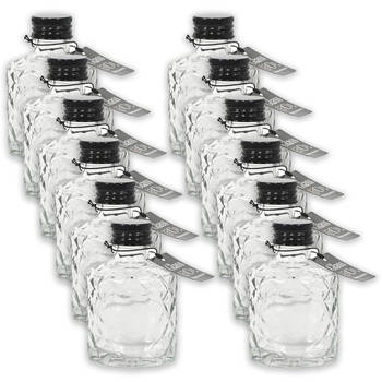 12PK Glass & Co Quilted Round Black Lid Bottle Storage Jar 110ml Clear