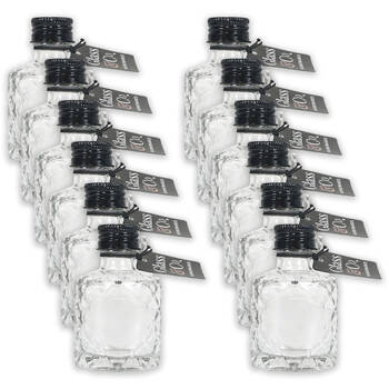 12PK Glass & Co Quilted Round Black Lid Bottle Storage Jar 50ml Clear