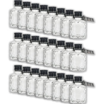 24PK Glass & Co Quilted Round Black Lid Bottle Storage Jar 50ml Clear
