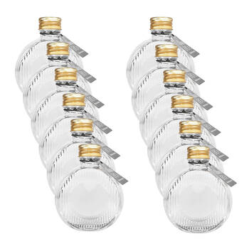 12PK Glass & Co Flat Round Gold Lid Bottle Storage Jar 120ml Clear