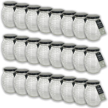 24PK Glass & Co Cleo Round Honey Pot Black Metal Lid Jar 730ml Clear