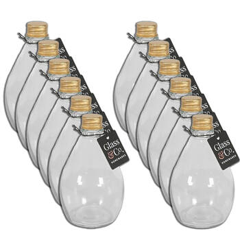 12PK Glass & Co Round Metallic Gold Lid Bottle Storage Jar 270ml Clear