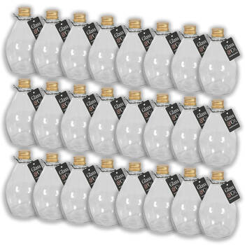 24PK Glass & Co Round Metallic Gold Lid Bottle Storage Jar 270ml Clear