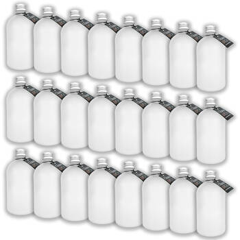24PK Glass & Co Round Silver Lid Frosted Bottle Storage Jar 270ml Clear