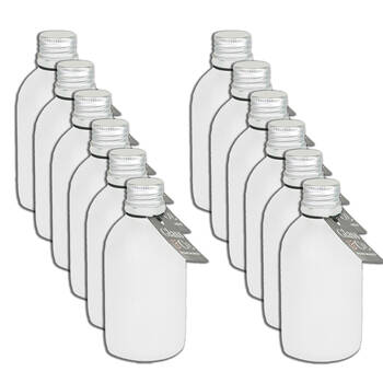 12PK Glass & Co Round Silver Lid Frosted Bottle Storage Jar 150ml Clear