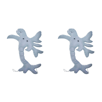 2PK Giant Microbes Brain Cell Soft Stuffed Plush Toy Grey