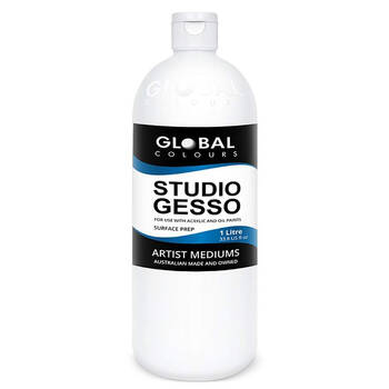 Global Studio Flexible and Fast-Drying Gesso Paint Primer 1Litre White