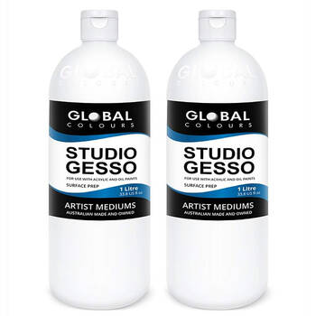 2PK Global Studio Flexible and Fast-Drying Gesso Paint Primer 1Litre White