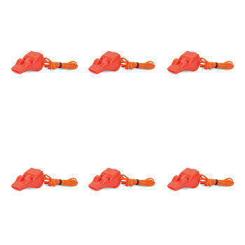 6PK Elemental Pro Blow Pealess Camping/Hiking Whistle - Orange