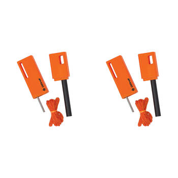 2x 3pc Elemental Flint Camping Fire Starter Set - Orange