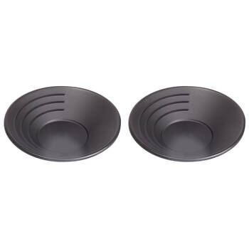 2PK Elemental Durable Camping Gold Pan 35cm Round - Black
