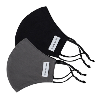2PK The Good Brand Breathable 2 Ply Face Mask - Charcoal/Black