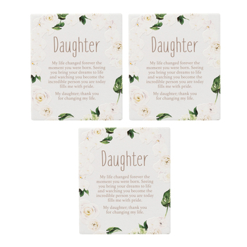 3PK Splosh Ceramic Greenhouse Daughter Verse Plaque w/ Stand & Hook 12x14cm