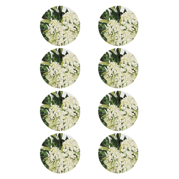 8PK Splosh Greenhouse 11cm Ceramic Green Floral Coaster Drink Mat Round