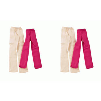 2PK 2pc Gotz Wardrobe Pink & Cream Leggings Tights Pants Baby Girl Doll Clothes 42cm