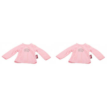 2PK Gotz Wardrobe Pink Long Sleeved Tshirt w/ Crown Baby Girl Doll Clothes 42cm