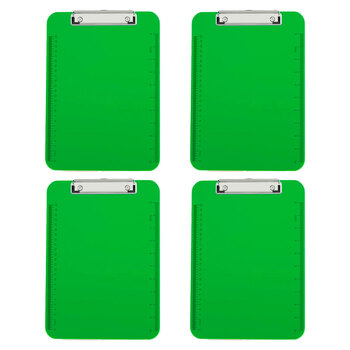 4PK Gusspak Plastic Clipboard A4 Paper - Transparent Green