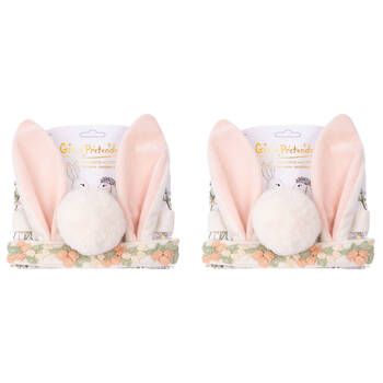 2PK Great Pretenders Hippity Hop Bunny Ears & Tail Kids Costume Accessory Set 3y+