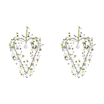 2PK LVD Beaded Heart Xl Tranquil Decorative Sculpture Home/Lounge Decor