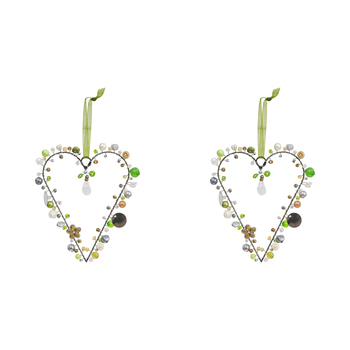 2PK LVD Beaded Heart Tranquil Decorative Sculpture Home/Lounge Decor