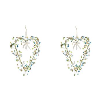 2PK LVD Beaded Heart XL Heavenly Decorative Sculpture Home/Lounge Decor