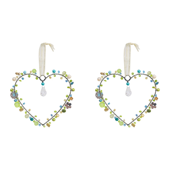 2PK LVD Beaded Heart Heavenly Decorative Sculpture Home/Lounge Decor