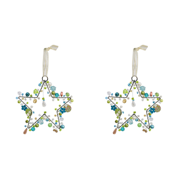 2PK LVD Beaded Star Heavenly Decorative Sculpture Home/Lounge Decor