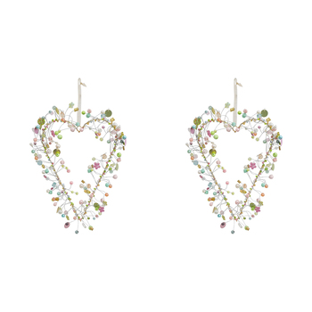 2PK LVD Beaded Heart XL Blossom Decorative Sculpture Home/Lounge Decor