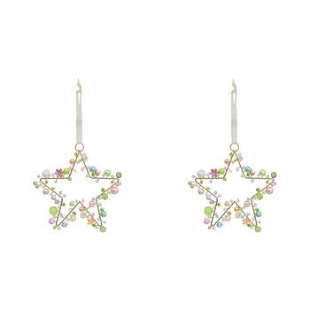 2PK LVD Beaded Star Blossom Decorative Sculpture Home/Lounge Decor