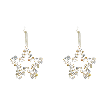 2PK LVD Beaded Star Champagne Decorative Sculpture Home/Lounge Decor