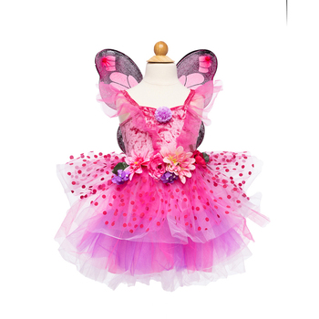 Great Pretenders Size 5-6 Fairy Blooms Deluxe Dress w/ Wings Pink Kids 5y+