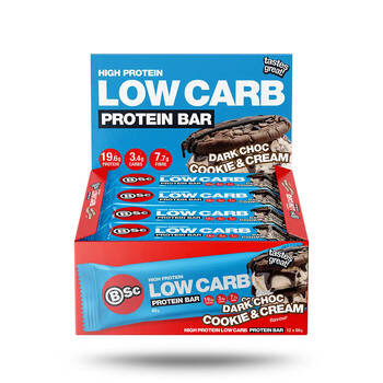 12PK BSc High Protein Low Carb Bar 60g Serve Dark Chocolate Cookie