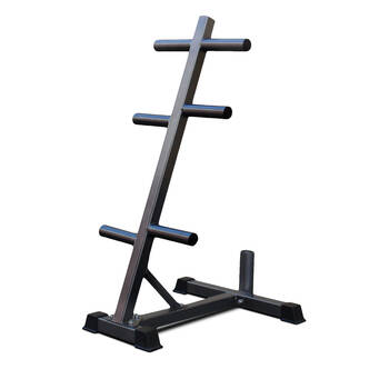 Bodyworx Olympic Weight Plate Tree Rack w/ Bar Holder Home Gym Storage 73x113cm