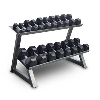 Bodyworx 2-Tier Flat Tray Dumbell Rack Stand Home Gym Storage 135x80cm